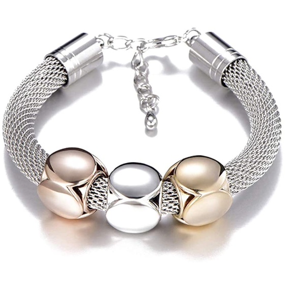 Silver Plated Bead Charms Bracelet - Picture 4 of 6